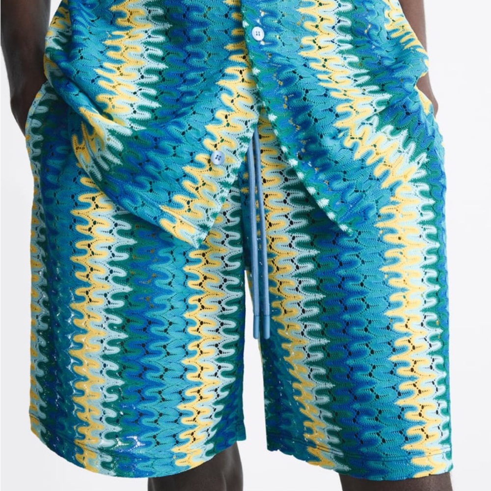 Zara men’s crochet knit shorts NWT